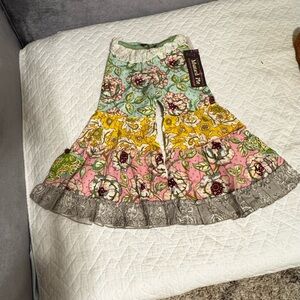 Mustard Pie Floral Tiered pants in Mint, Yellow, Pink & Gray